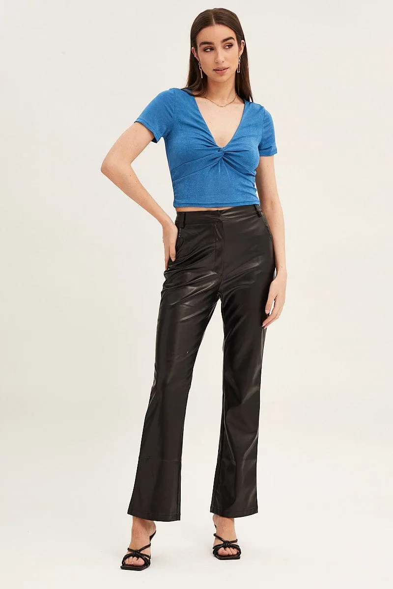 Blue Slinky Knot Front Top