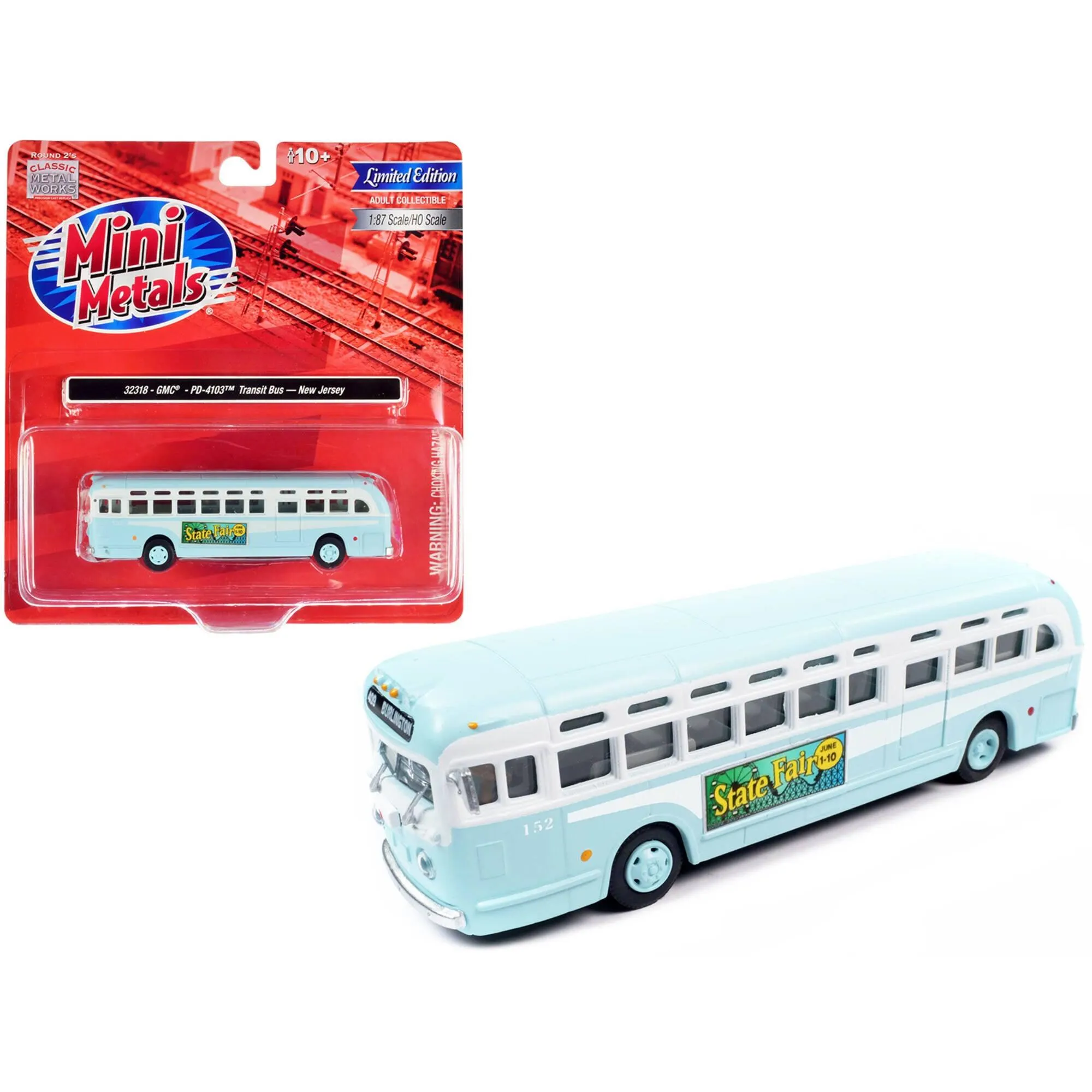 Classic Metal Works 1/87 (HO) Scale Car - GMC PD-4103 Transit Bus #152 Light Blue