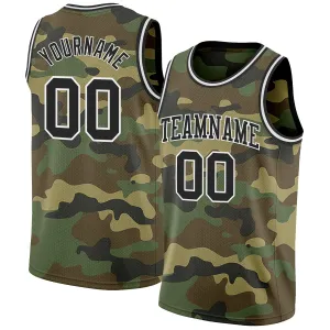 Custom Camo Black-White Authentic Salute To Service Basketball Jersey