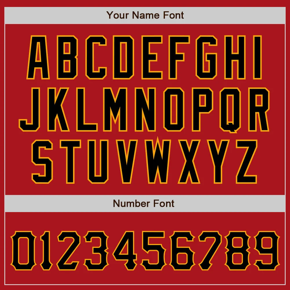 Custom Red Black-Gold Authentic Baseball Jersey