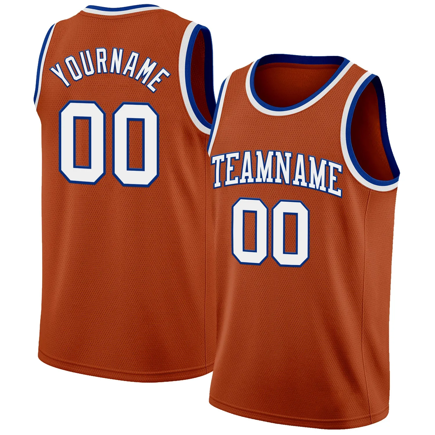 Custom Texas Orange White-Royal Authentic Basketball Jersey