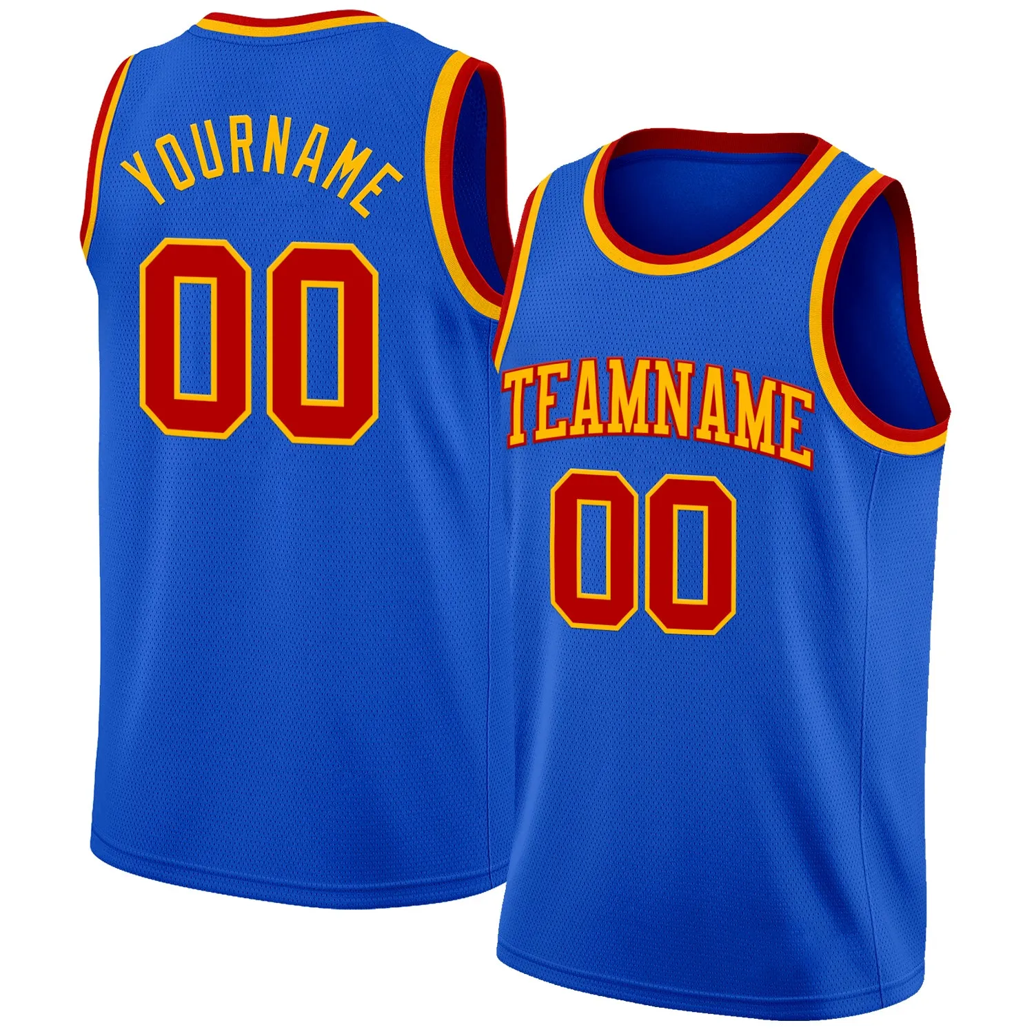 Custom Thunder Blue Red-Gold Authentic Basketball Jersey