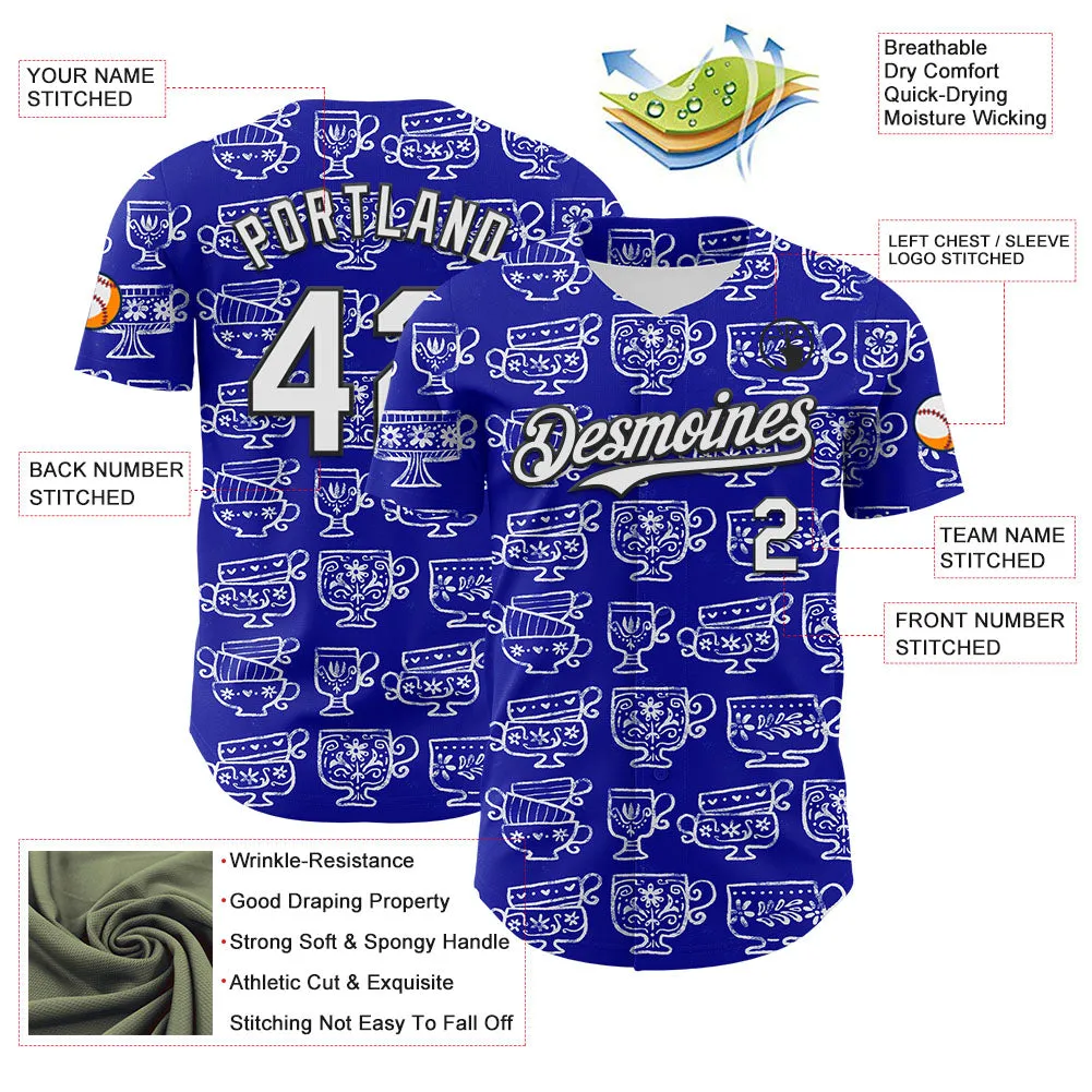 Custom Thunder Blue White-Black 3D Emi Bee Fika Mugs Authentic Baseball Jersey