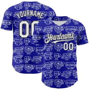 Custom Thunder Blue White-Black 3D Emi Bee Fika Mugs Authentic Baseball Jersey