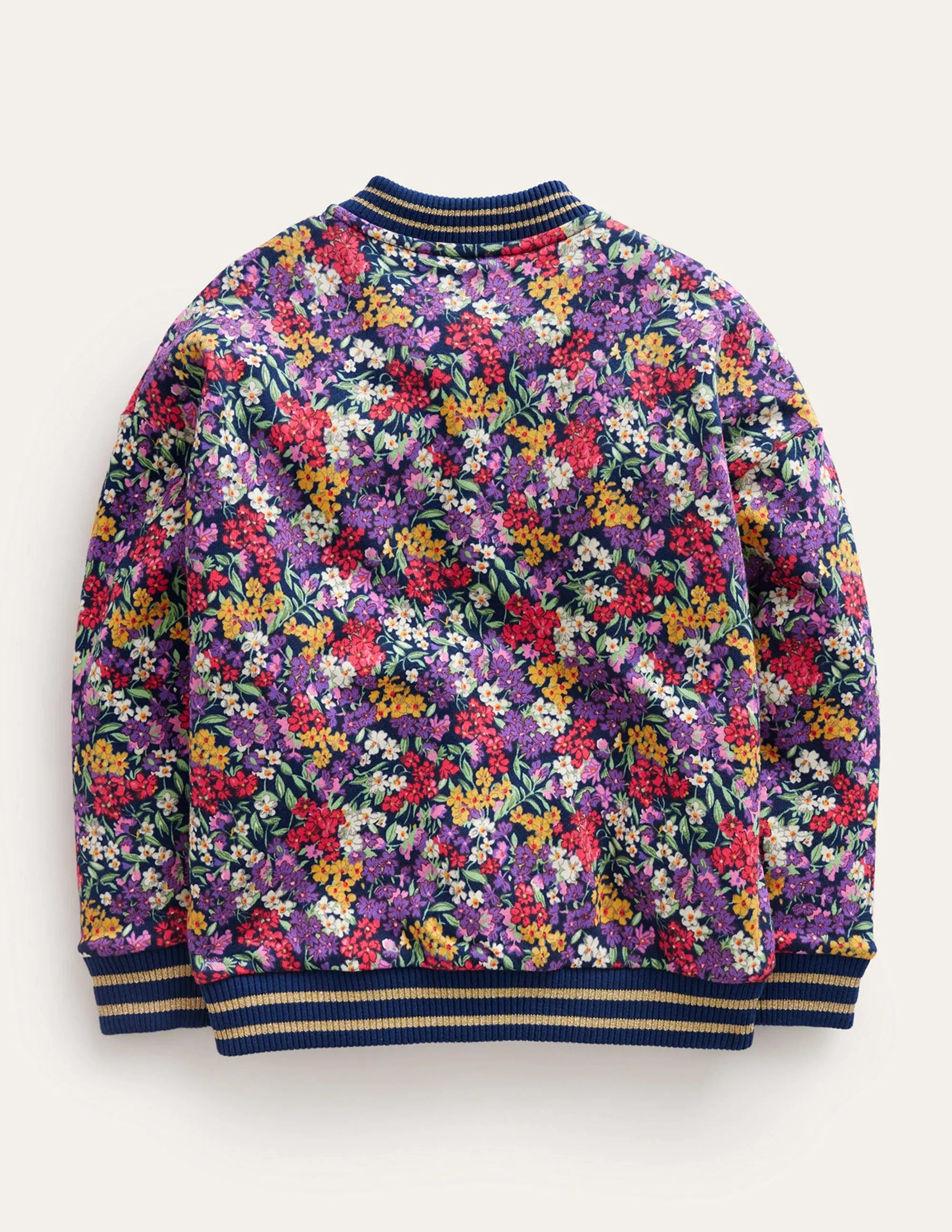 Jersey Printed Bomber-Multi Bloom