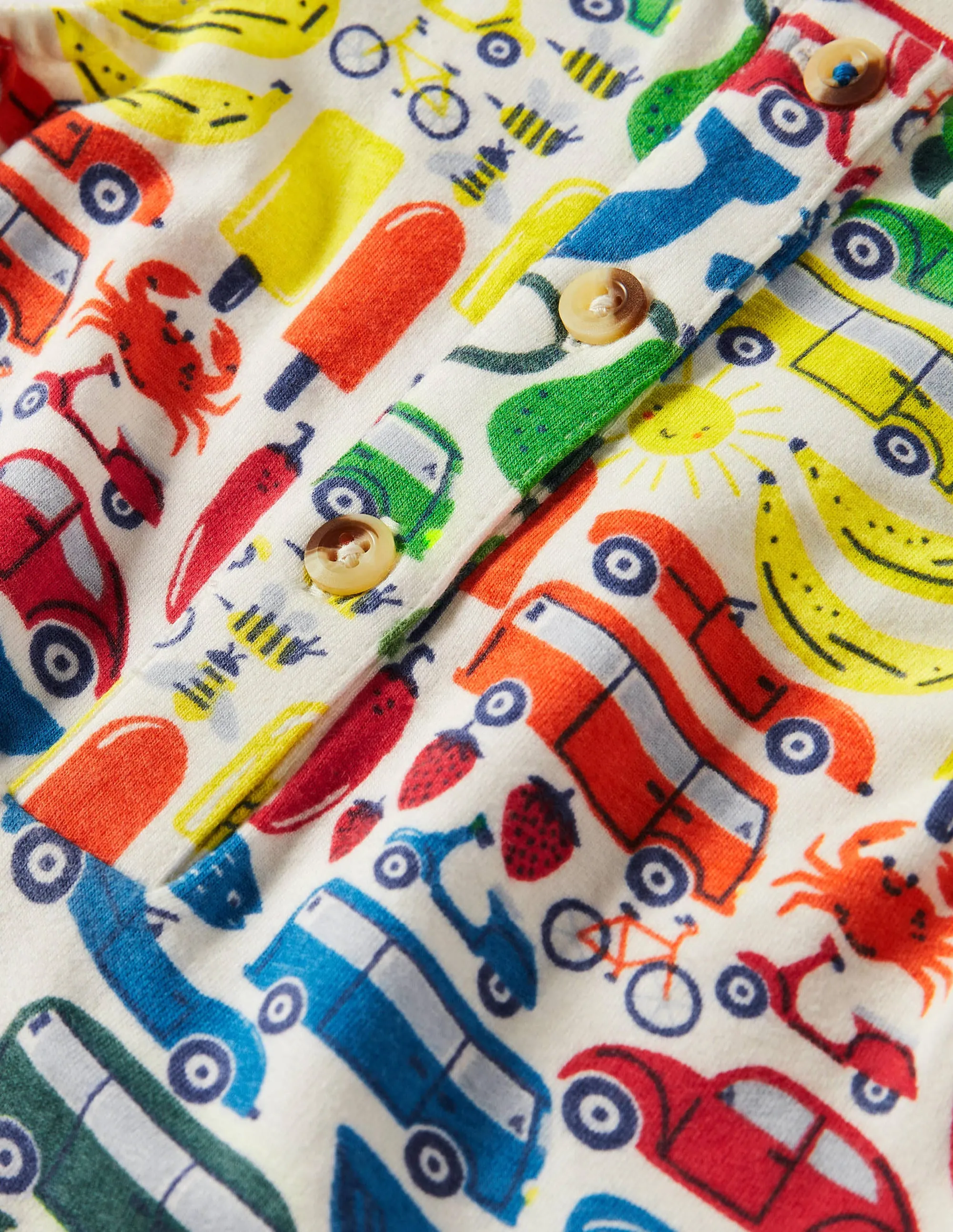 Jersey Printed Romper-Ivory Rainbow Road Trip