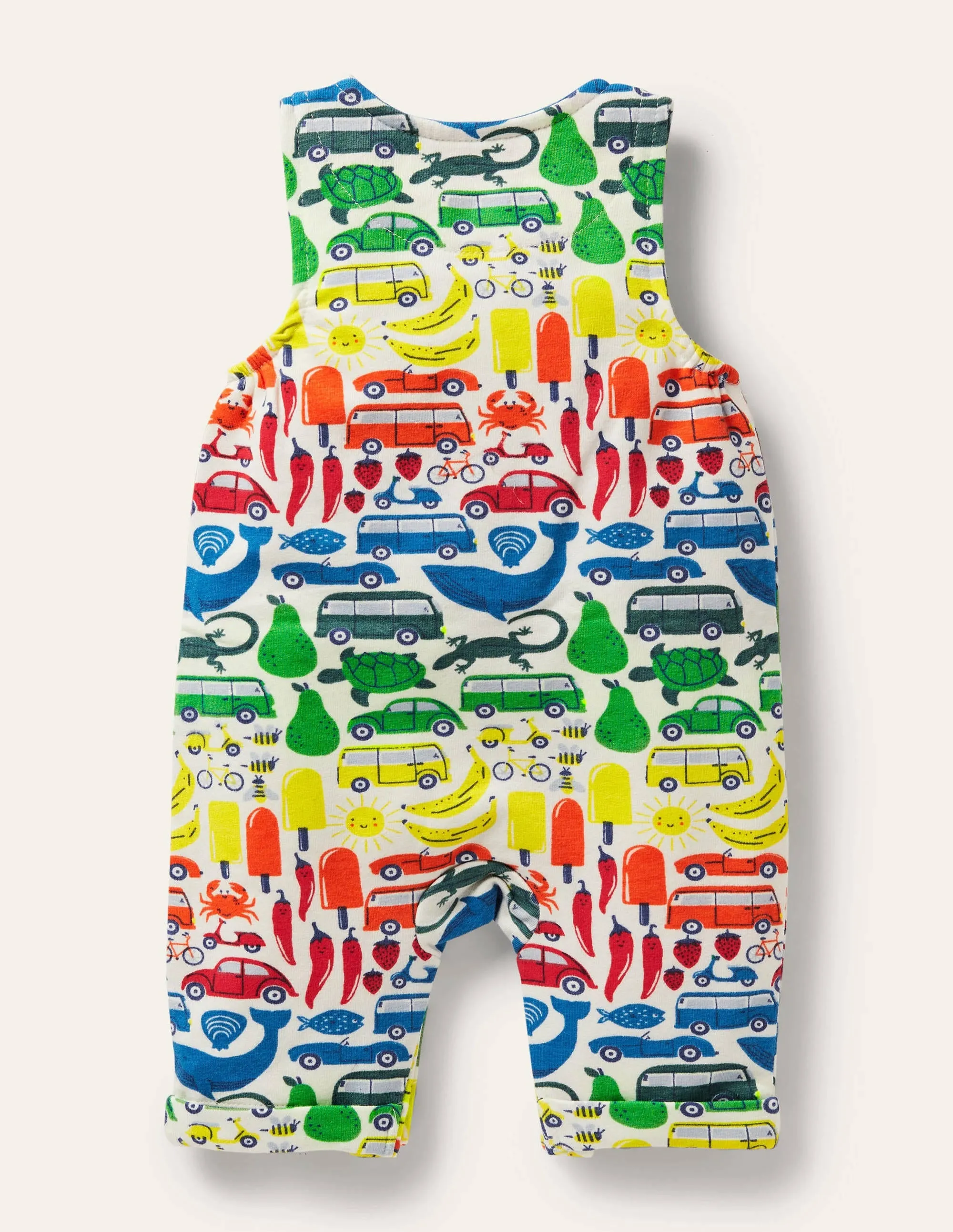 Jersey Printed Romper-Ivory Rainbow Road Trip