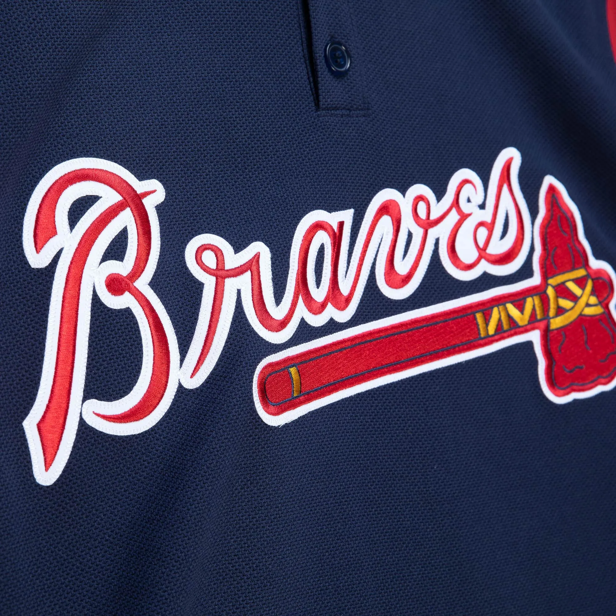 Men's Atlanta Braves Greg Maddux 2003 Mitchell & Ness Navy Cooperstown Batting Practice Jersey