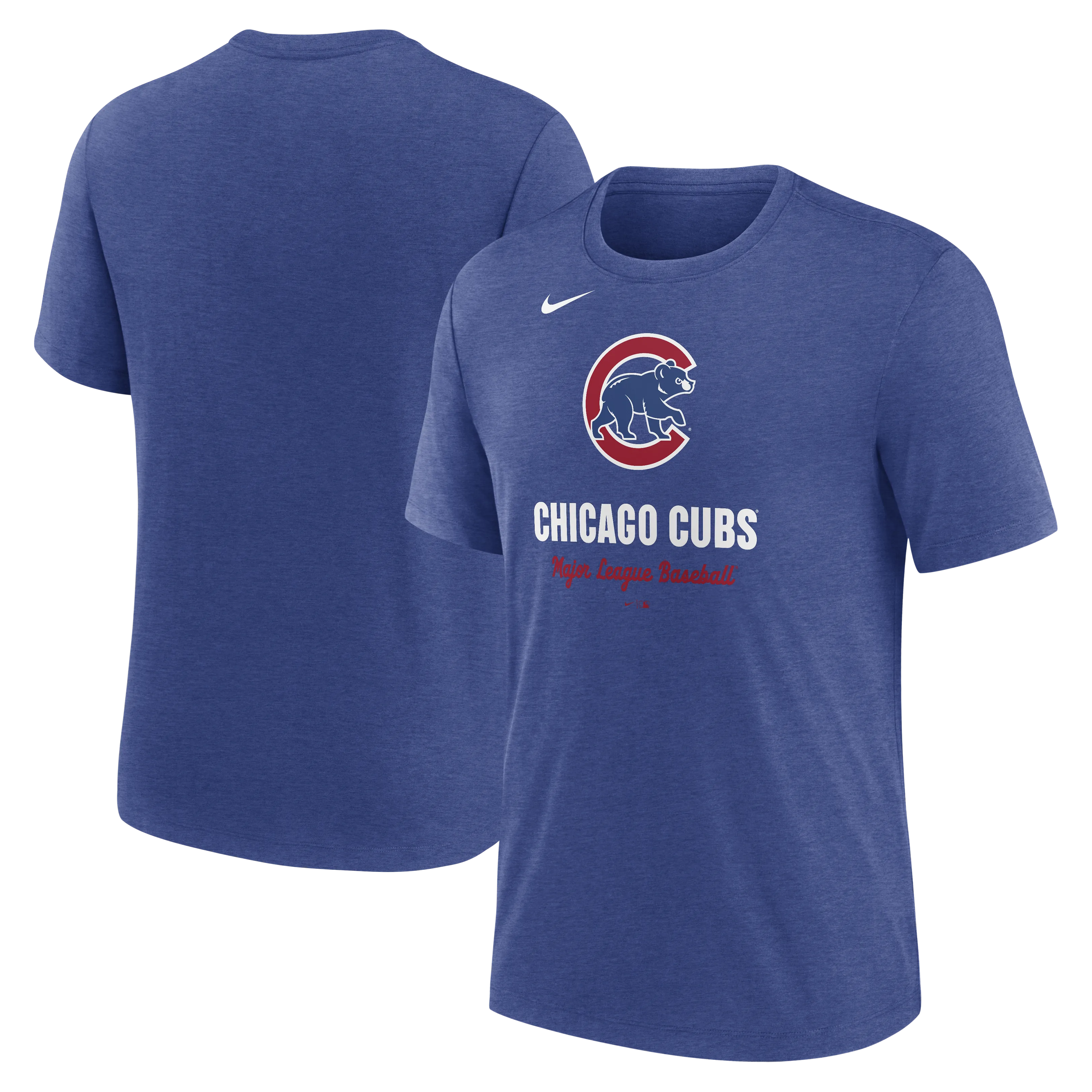 Men's Chicago Cubs Nike Heather Royal Logo Tri-Blend T-Shirt