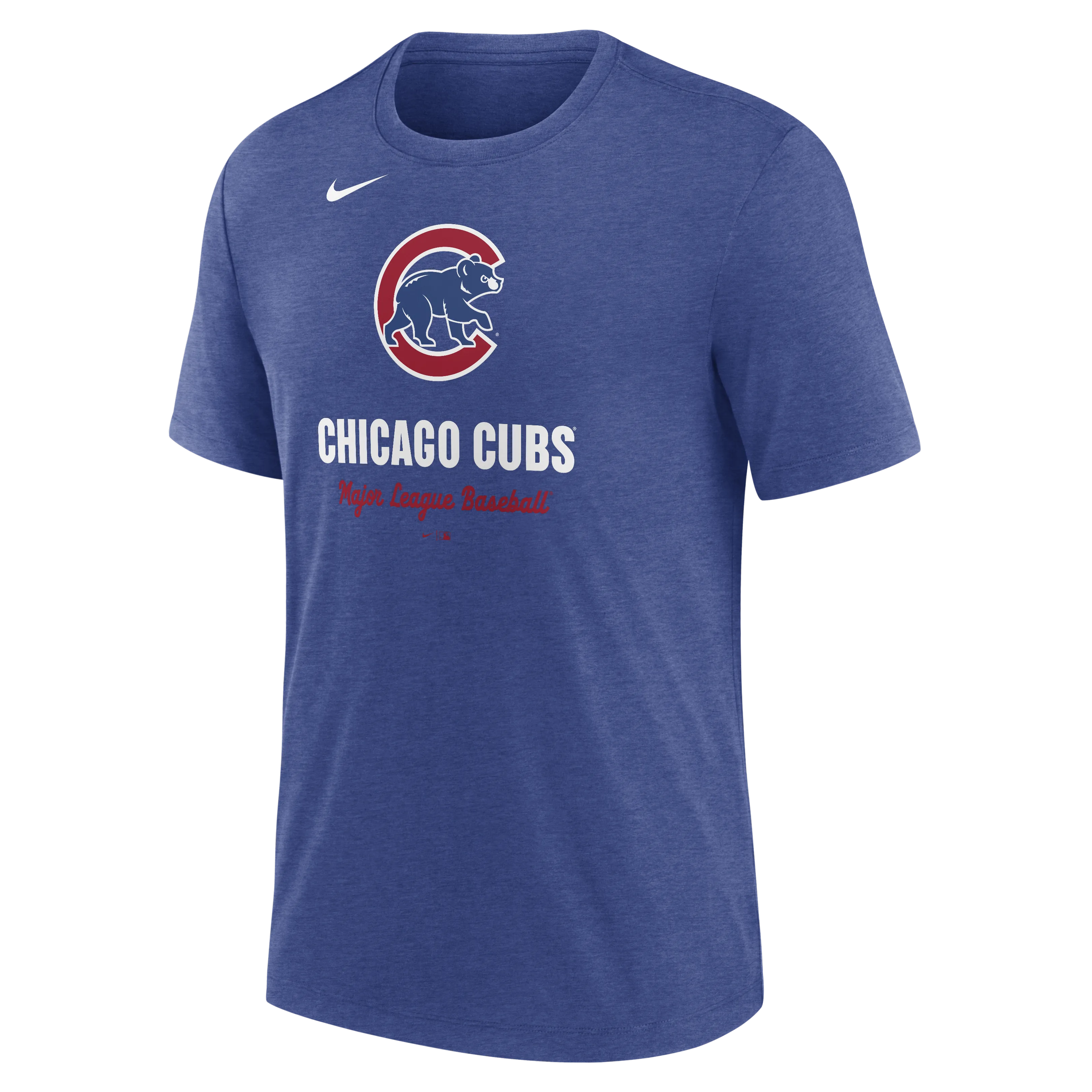 Men's Chicago Cubs Nike Heather Royal Logo Tri-Blend T-Shirt