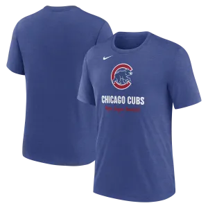 Men's Chicago Cubs Nike Heather Royal Logo Tri-Blend T-Shirt