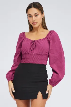 Purple Bodysuit Short Sleeve Sweetheart Neck