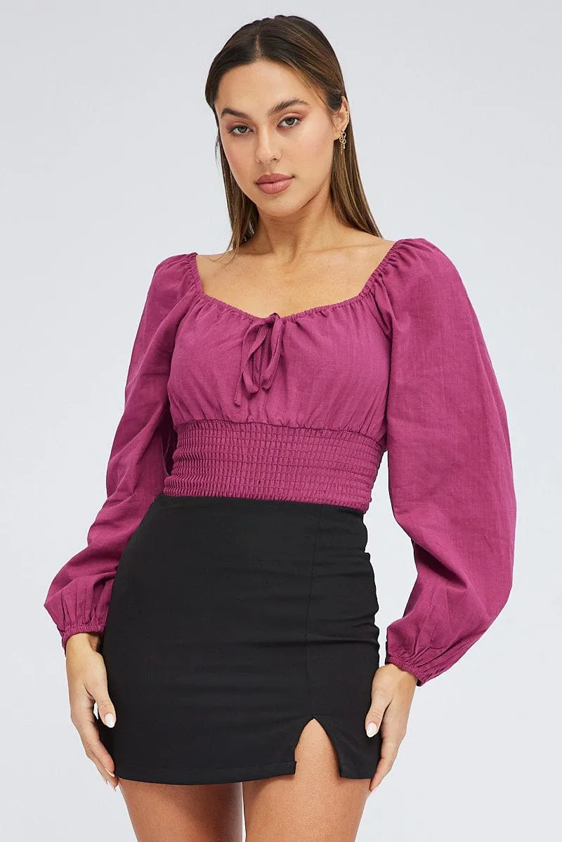Purple Bodysuit Short Sleeve Sweetheart Neck