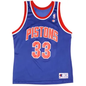 VINTAGE CHAMPION NBA DETROIT PISTONS HILL #33 JERSEY 1990s SIZE 44 MADE IN USA