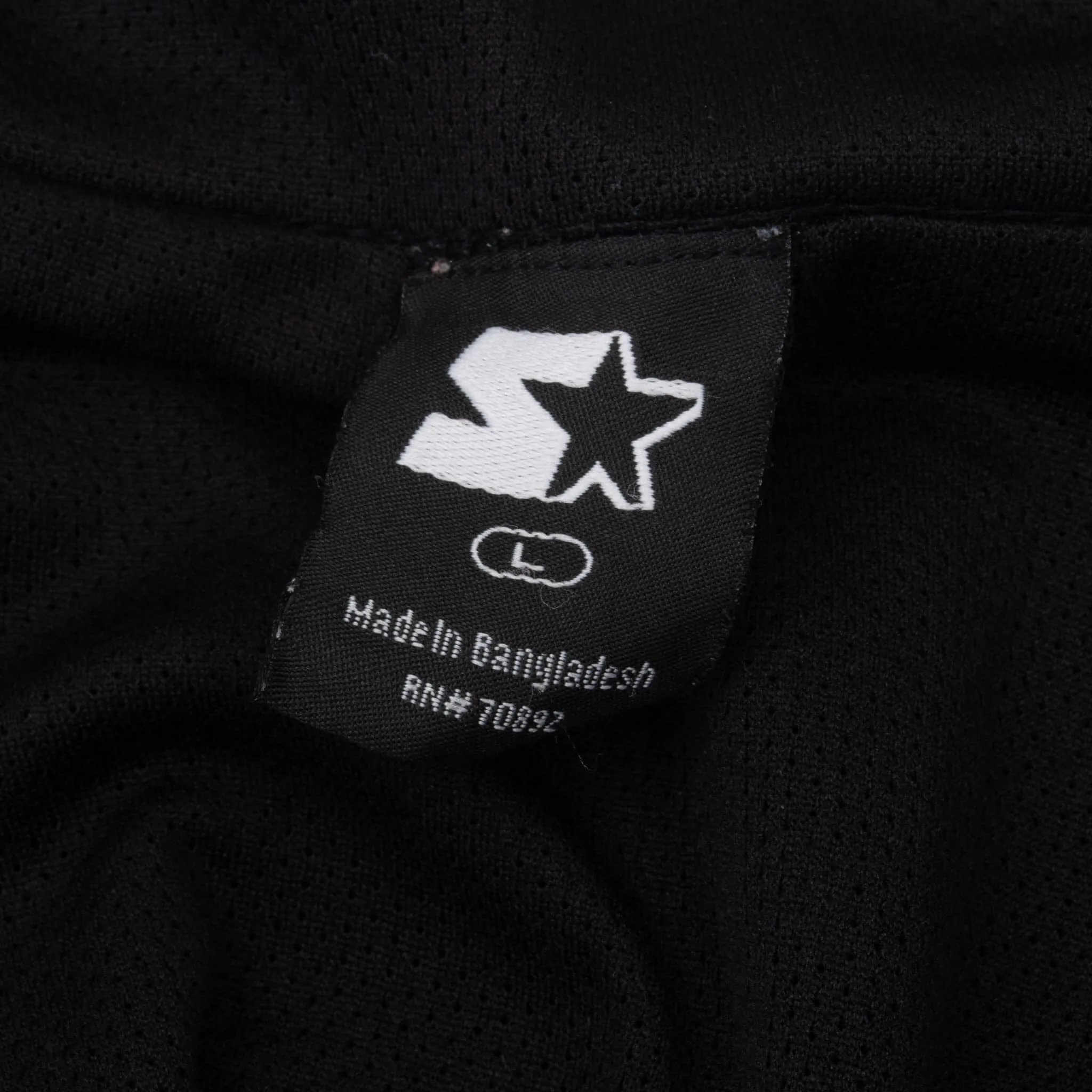 VINTAGE STARTER BLACK SATIN BUTTON DOWN JERSEY 1990S LARGE