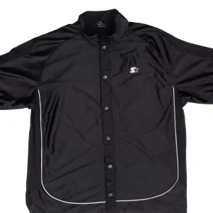 VINTAGE STARTER BLACK SATIN BUTTON DOWN JERSEY 1990S LARGE